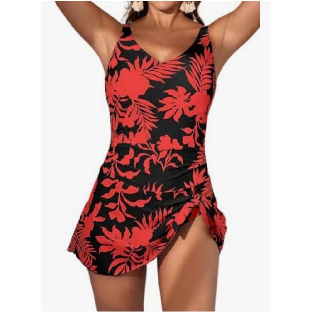 NWT Aidonger One-Piece Tummy Control Swim Dress Size XL